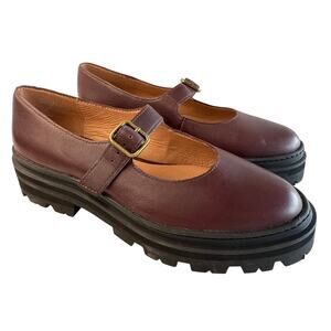 Madewell Freya Mary Jane Platform Y2K Casual Size 6.5 Cabernet Leather Lugsole